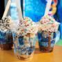Three ice cream sundaes in the Ben & Jerry's ice cream shop. Three ice cream sundaes in the Ben & Jerry's ice cream shop.