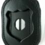 Leather badge clip to fit on waist belt or ball chain to wear around your neck. This model is available with "badge lock" to secure badges with a snap on the back. Leather badge clip to fit on waist belt or ball chain to wear around your neck. This model is available with "badge lock" to secure badges with a snap on the back.
