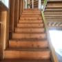 Standard style stair with carriage style stringer on wall side and double housed stringer on other side. Standard style stair with carriage style stringer on wall side and double housed stringer on other side.