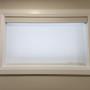Light Filtering Roller Shade on a Primary Bathroom Window with Manual Cordless Control and Unwrapped Square Cassette in a Recently Renovated Richmond Hill Home Light Filtering Roller Shade on a Primary Bathroom Window with Manual Cordless Control and Unwrapped Square Cassette in a Recently Renovated Richmond Hill Home
