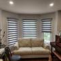 Dual Shades on Living Room Windows with Manual Cordless Control and a Fabric-Wrapped Cassette in a Renovated Richmond Hill Home Dual Shades on Living Room Windows with Manual Cordless Control and a Fabric-Wrapped Cassette in a Renovated Richmond Hill Home