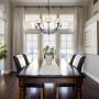 Motorized Window Shadings & Drapery In a Dining Room. Motorized Window Shadings & Drapery In a Dining Room.