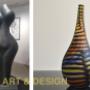 Lurenza, Black Basalt Statue & Ambrosia, Murano vase Lurenza, Black Basalt Statue & Ambrosia, Murano vase