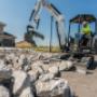 Bobcat Excavator Clamp Grabs Large Rocks Bobcat Excavator Clamp Grabs Large Rocks