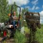 The Bobcat CT1021 compact tractor and backhoe implement The Bobcat CT1021 compact tractor and backhoe implement