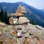Sugar-Free Vanilla and Peppermint hemp bars with a scenic background in the mountains Sugar-Free Vanilla and Peppermint hemp bars with a scenic background in the mountains