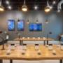 Local Cannabis Co. Parksville Store Interior East Wall with menu tv screens, Display Tables, and Aro Local Cannabis Co. Parksville Store Interior East Wall with menu tv screens, Display Tables, and Aro