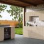 A benefit of outdoor kitchens is that they tend to use less energy than indoor kitchens. Your energy bill will be lower when you use an outdoor kitchen vs. an indoor one. This is partly due to abundant natural lighting, and in the summer, you won’t be putting extra heat into your house for your air A benefit of outdoor kitchens is that they tend to use less energy than indoor kitchens. Your energy bill will be lower when you use an outdoor kitchen vs. an indoor one. This is partly due to abundant natural lighting, and in the summer, you won’t be putting extra heat into your house for your air