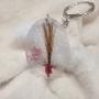 hand-crafted fanned hair insert with color ribbon tie and flower. hand-crafted fanned hair insert with color ribbon tie and flower.