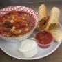 one of our specials....beef taquitos and Mexican style soup one of our specials....beef taquitos and Mexican style soup
