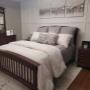 Complete makeover for this primary bedroom with the addition of hardwood flooring and applied mouldings. Complete makeover for this primary bedroom with the addition of hardwood flooring and applied mouldings.