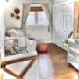 Old carpet removed and the addition of new engineered hardwood, paint and trim for this nursery. Old carpet removed and the addition of new engineered hardwood, paint and trim for this nursery.