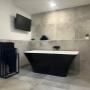 Stone bathroom renovation and large tile installation in the Oakville, Burlington, Ancaster, Etobicoke, Mississauga, Stoney Creek, and Hamilton area. Stone bathroom renovation and large tile installation in the Oakville, Burlington, Ancaster, Etobicoke, Mississauga, Stoney Creek, and Hamilton area.